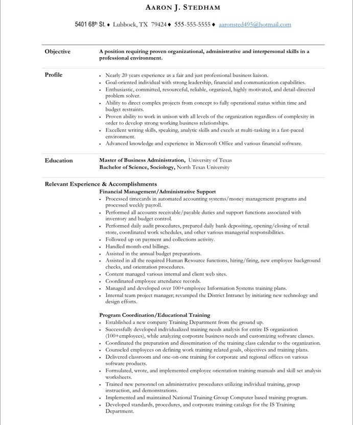 Resume Format Executive Assistant 