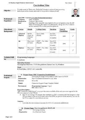 Resume Format Qatar 