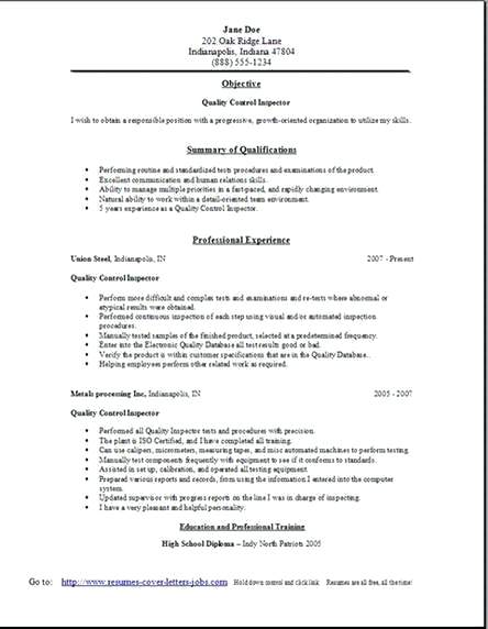 Resume Format Quality Control 