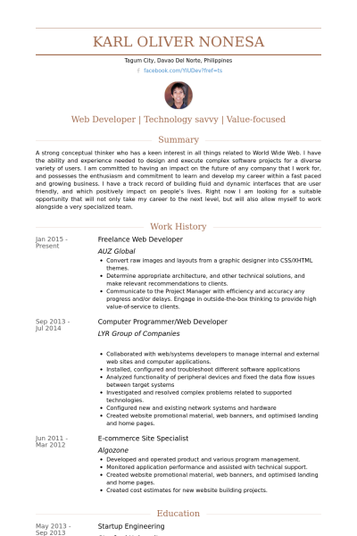 Ecommerce Developer Resume Format 