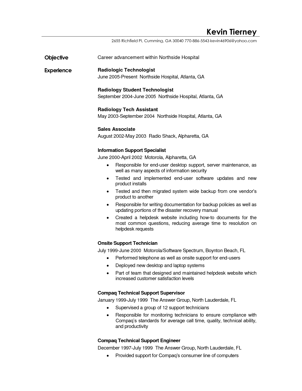 X Ray Technician Resume Format Resume Templates