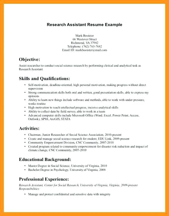 Resume Examples Research Assistant 