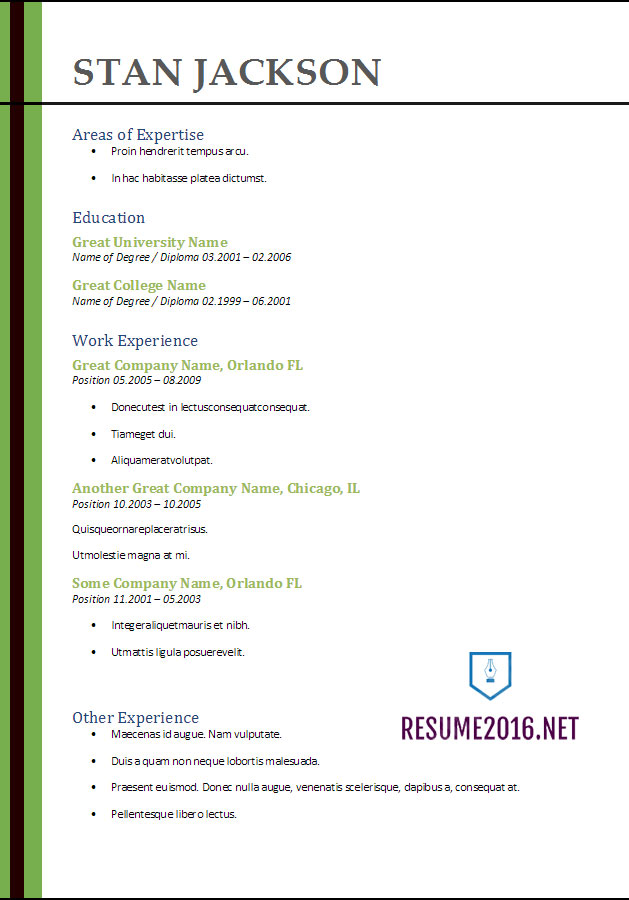 Resume Formats 2017 