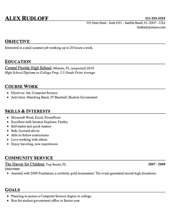 Resume Examples High School 