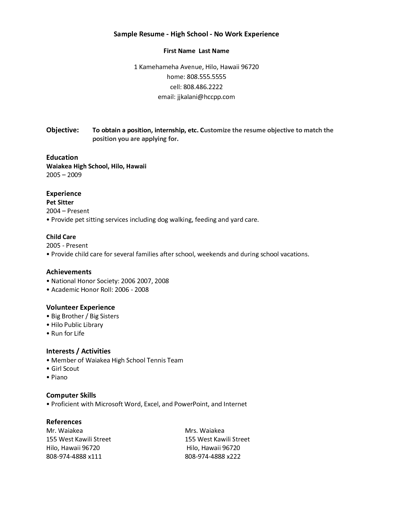Resume Examples Little Work Experience 