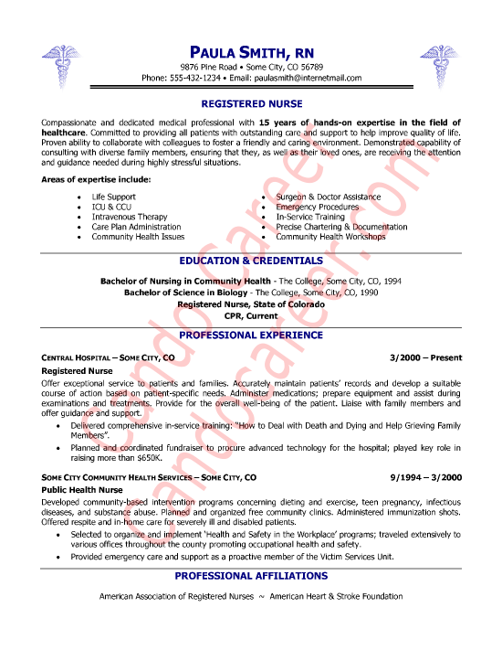 Resume Examples For Nurses 