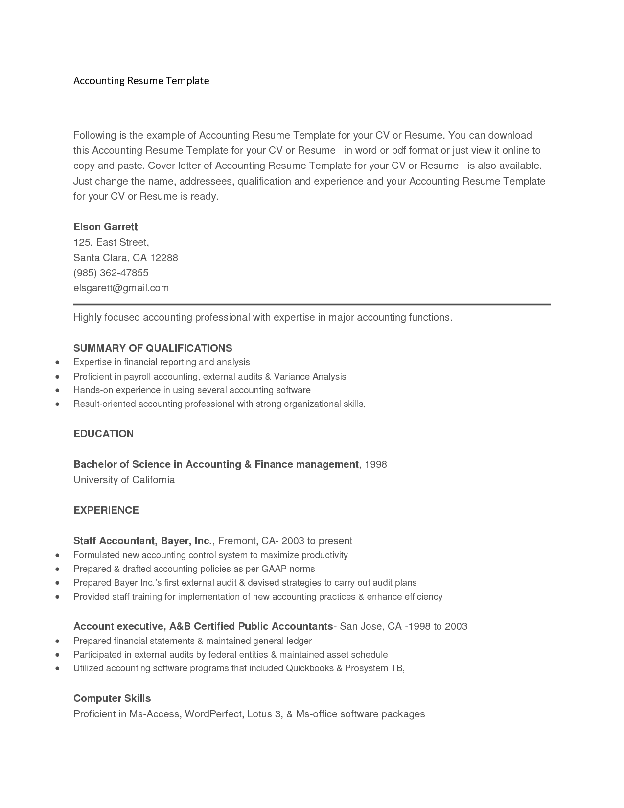 Resume Templates Copy And Paste 