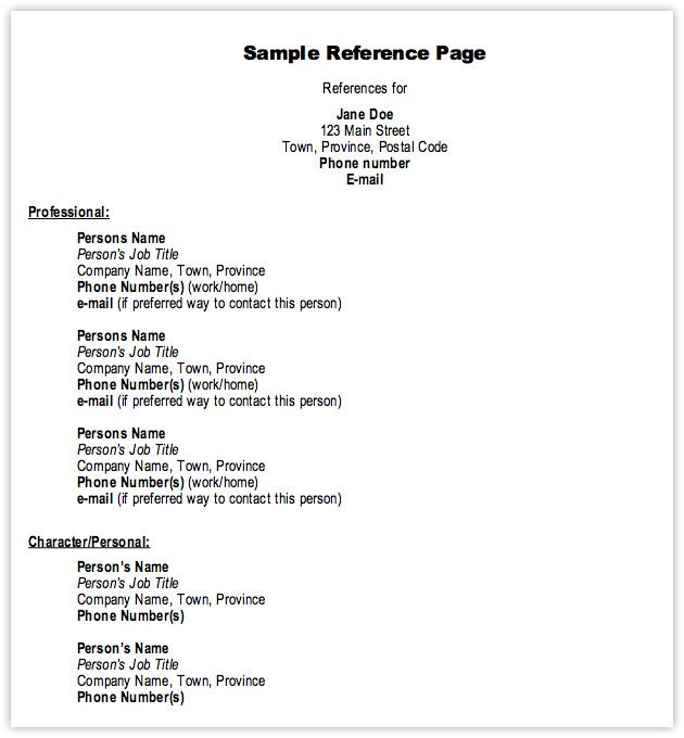 Resume Format References 