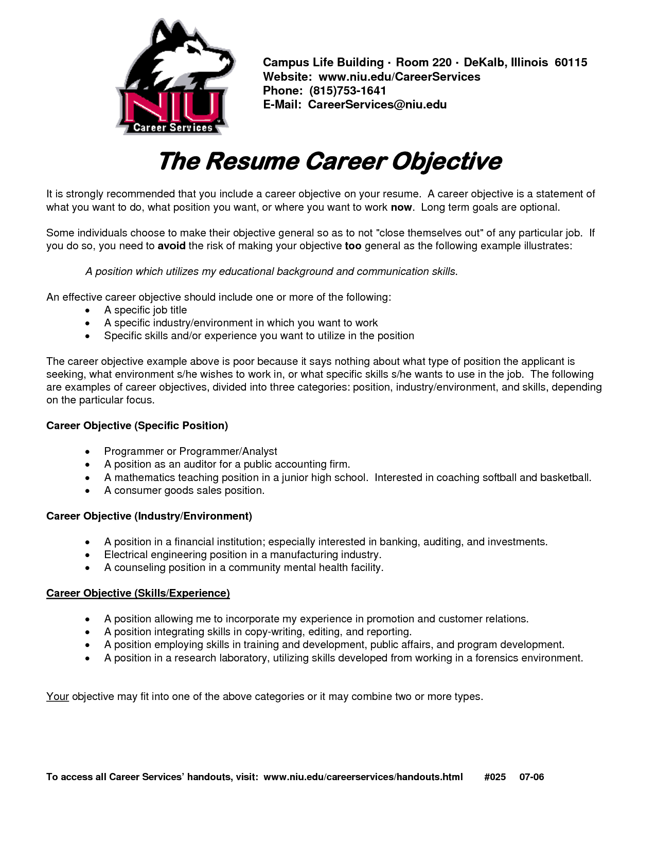 Resume Templates Job Objective 