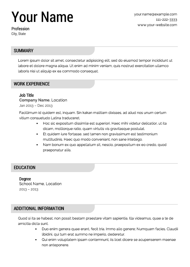 Resume Format Free 