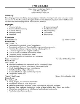 Resume Examples Janitorial 
