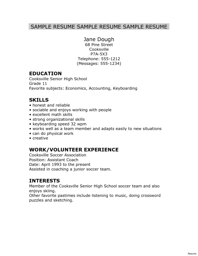 Resume Format High School Graduate 