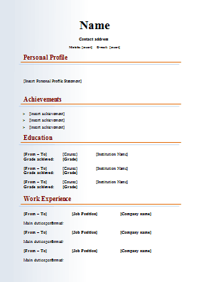 Resume Format Free 