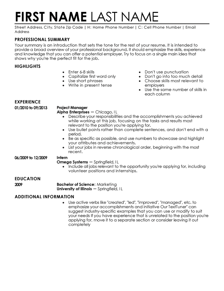 Resume Format Entry Level 
