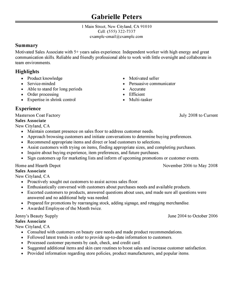 A Good Resume Examples 