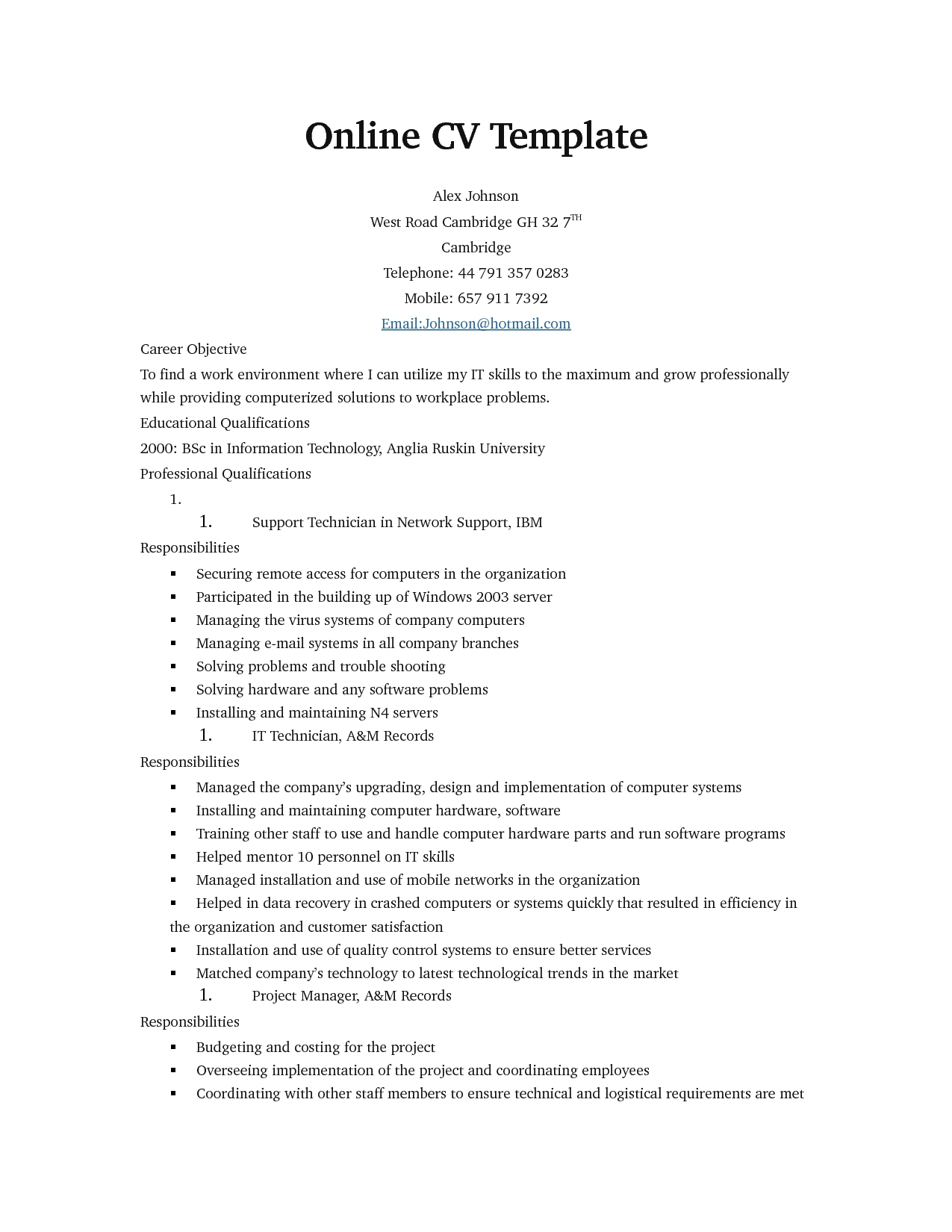 Resume Format Online 