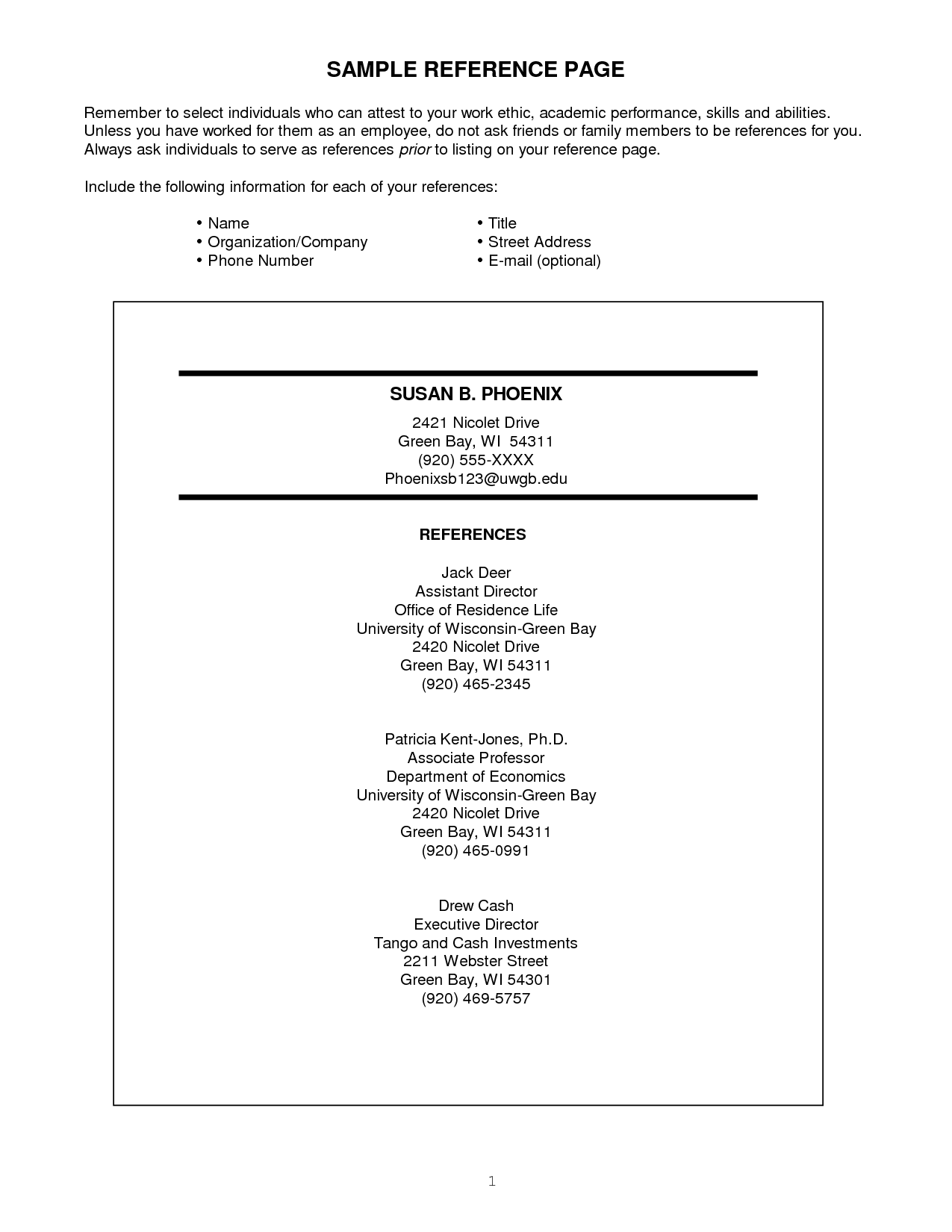 References On Resume Format 