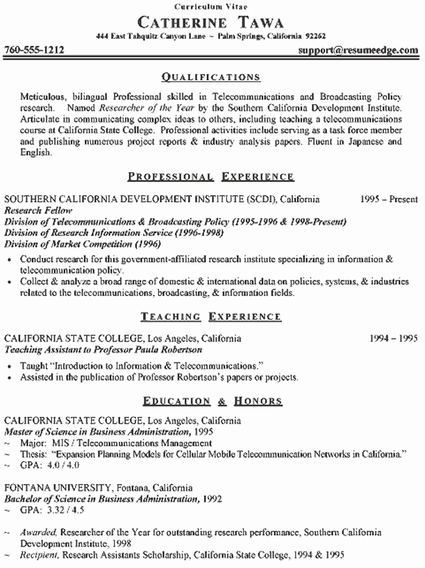 Resume Format In Usa 