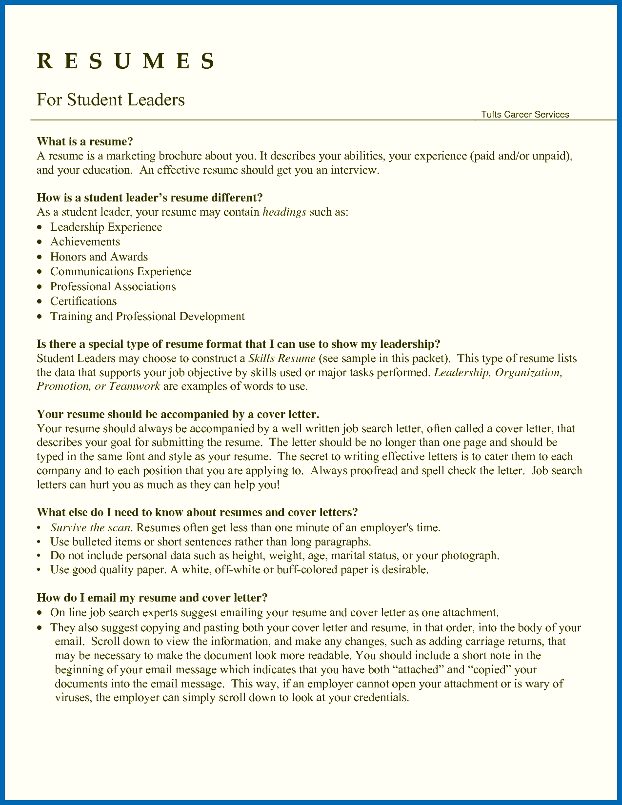 Resume Templates Leadership Position 
