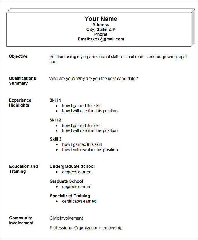Resume Format Simple 