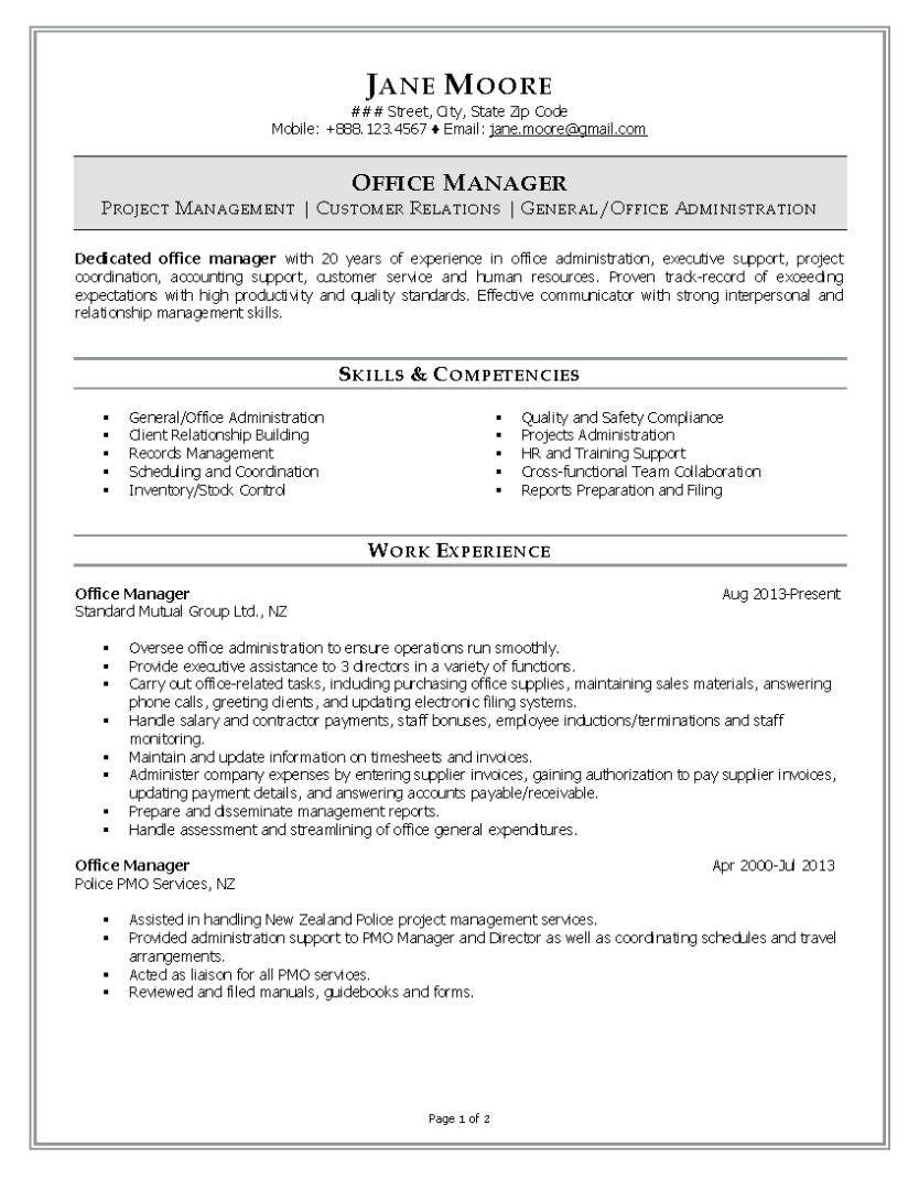 Resume Format 20 Years Experience 