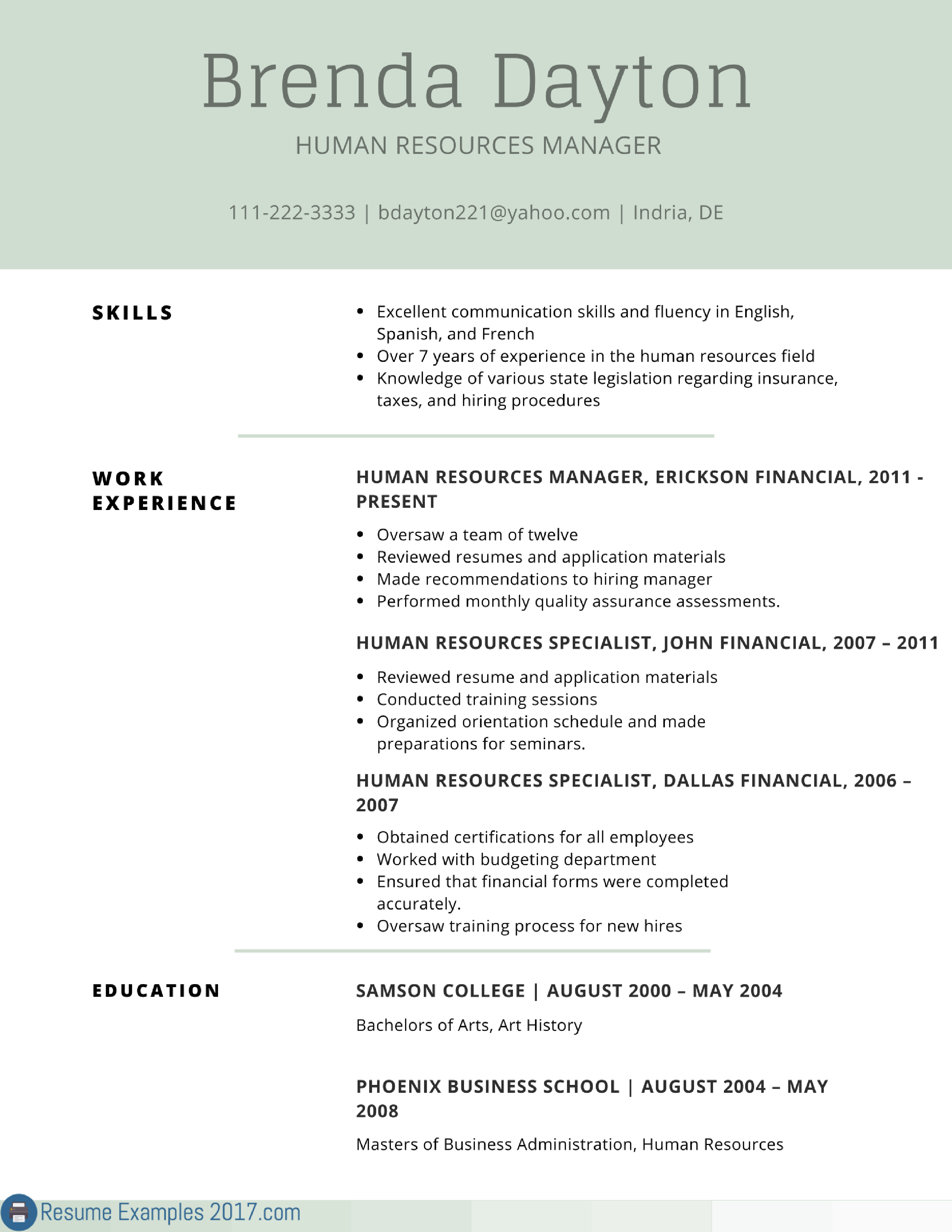 Resume Format 2017 Examples 
