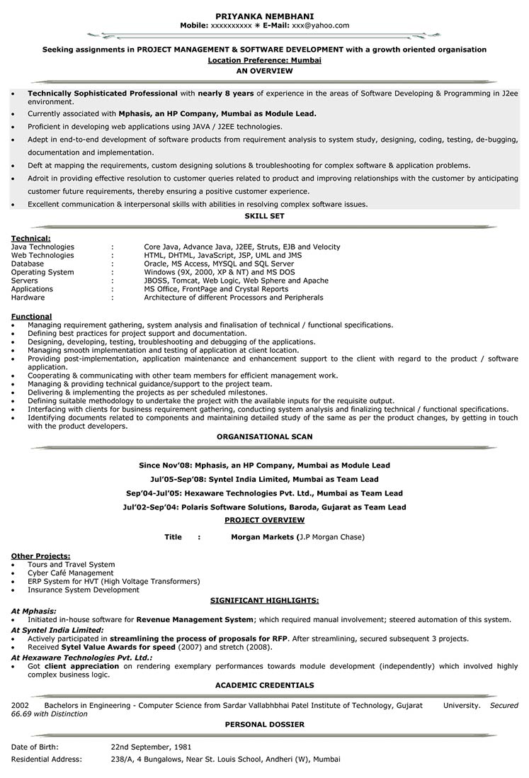 4 Years Experience Resume Format 
