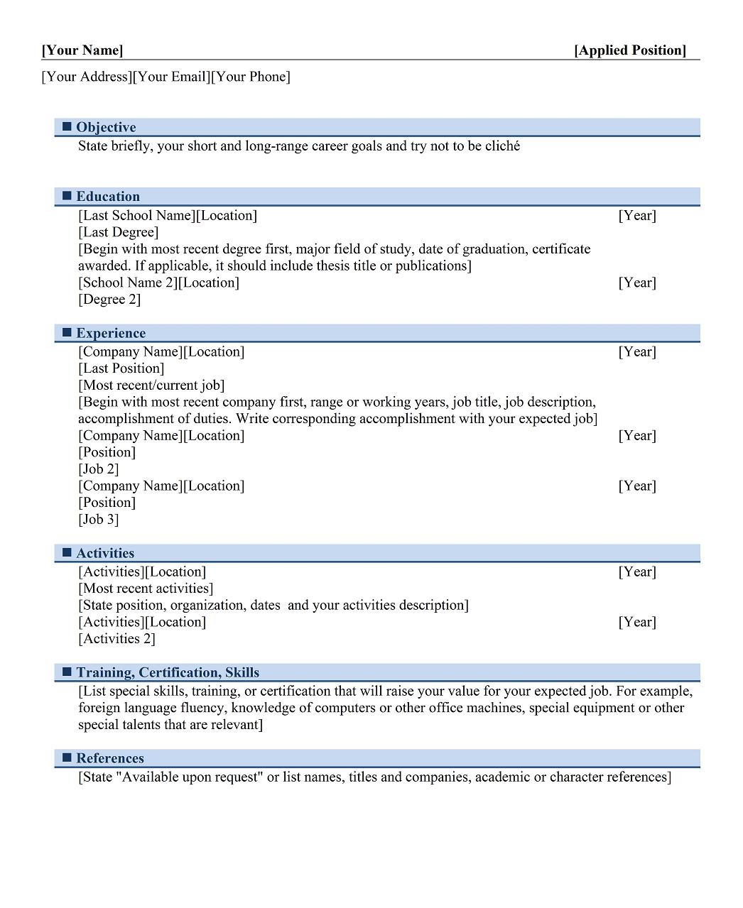 List 7 Different Resume Formats 