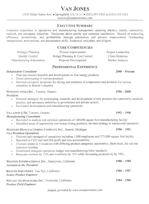 Resume Examples Management 