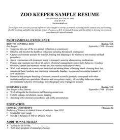 Sample Resume Zookeeper 