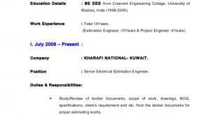 Resume Format Kuwait 