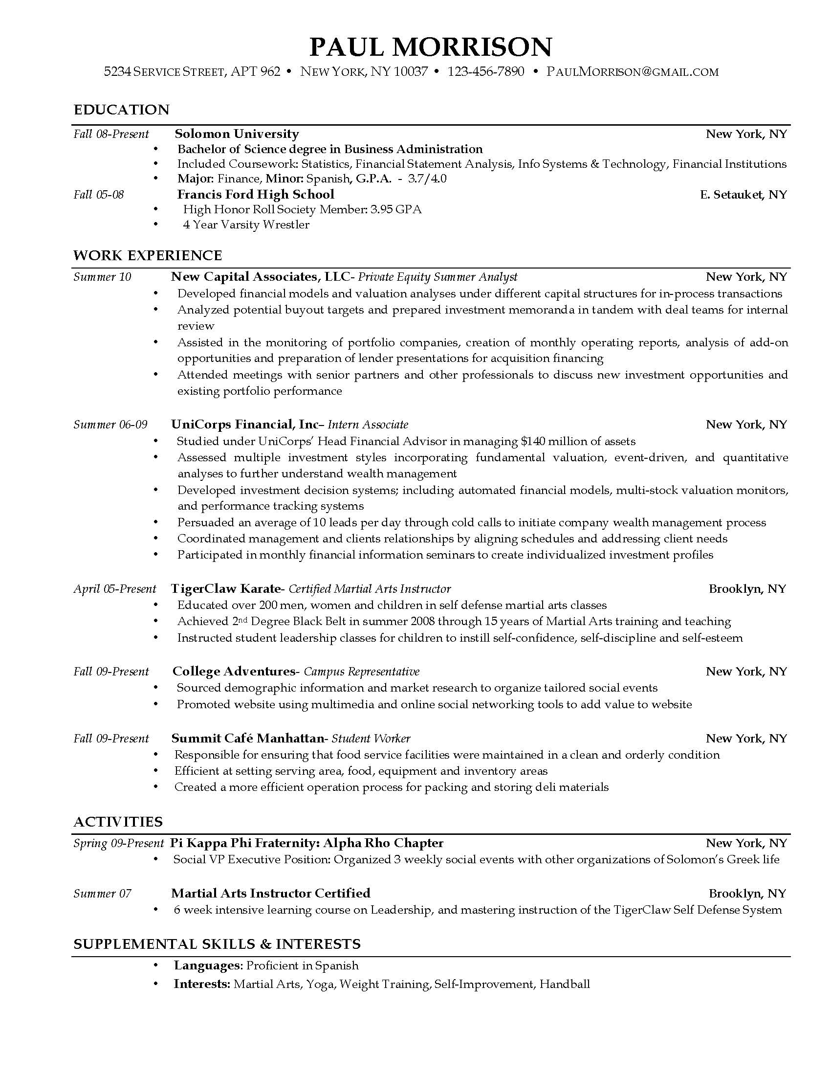 Resume Examples College Student 