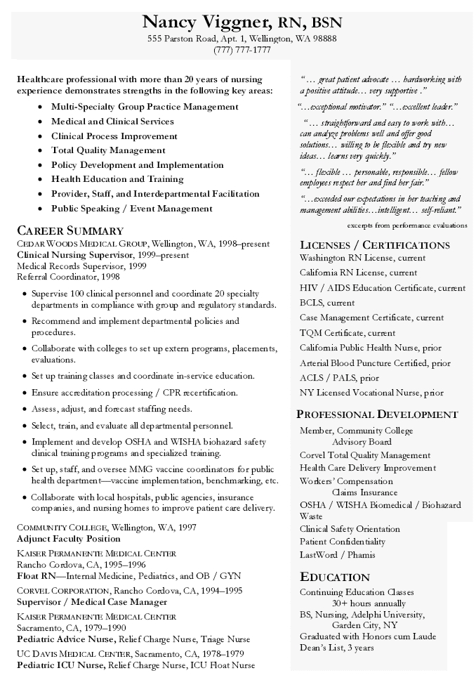 Resume Examples Nurse Manager 