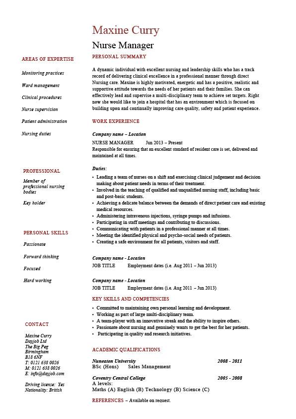 Resume Examples Nurse Manager 