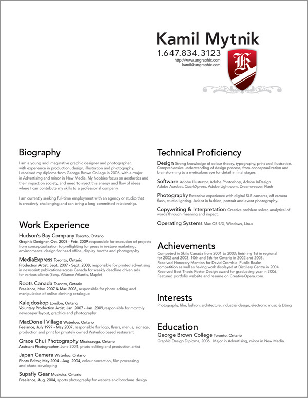 Resume Format Graphic Designer 