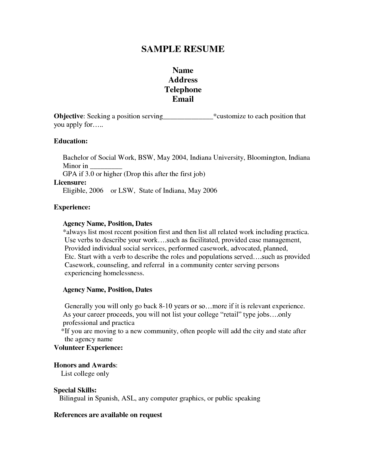 Resume Format After First Job 