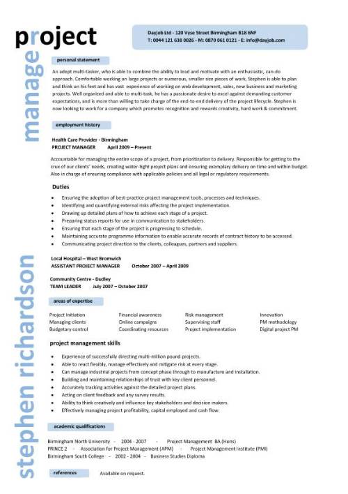 Resume Examples Project Manager 