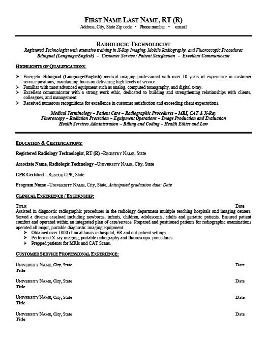 X Ray Technician Resume Format 
