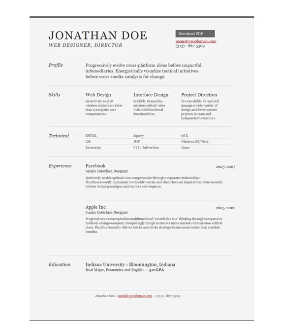 Resume Format Online 