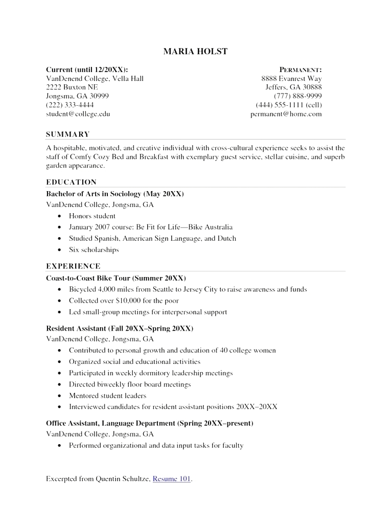 Resume Examples 2018 For Students 