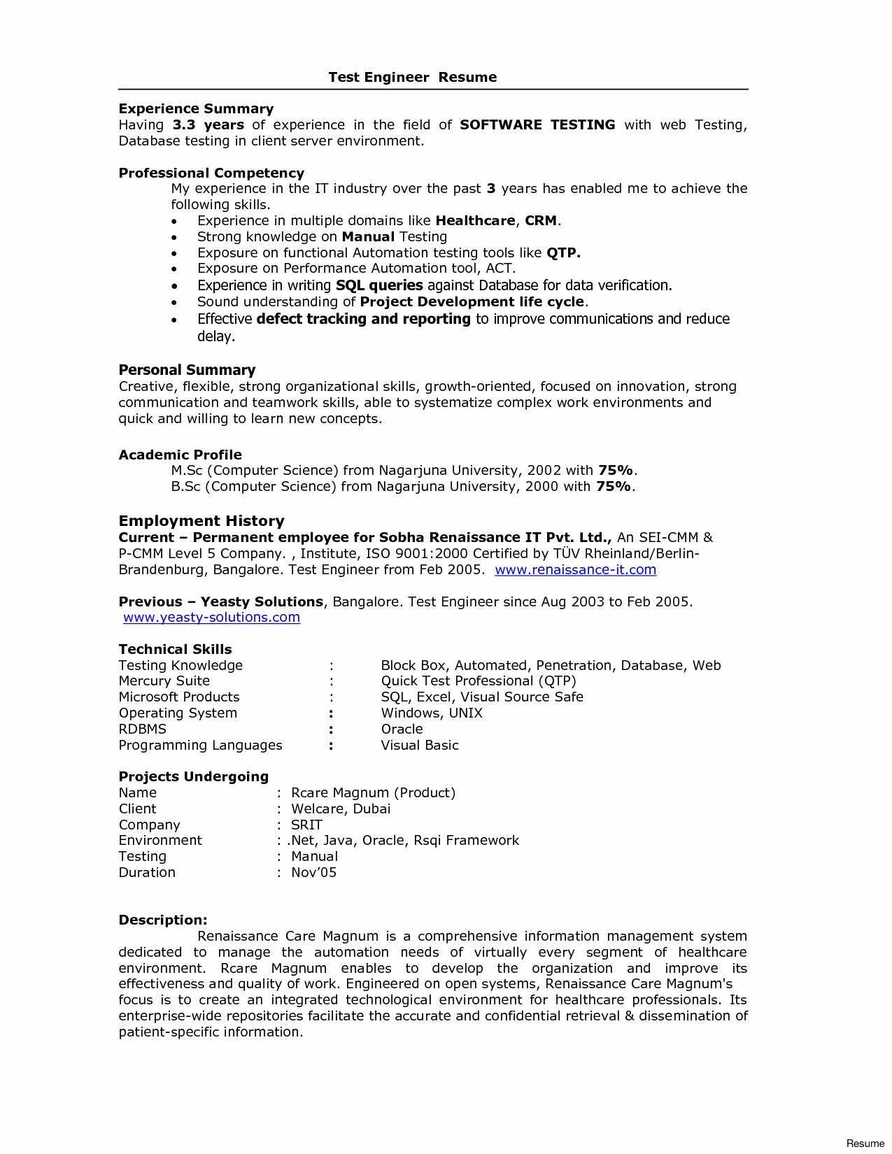 3 Year Experience Resume Format 