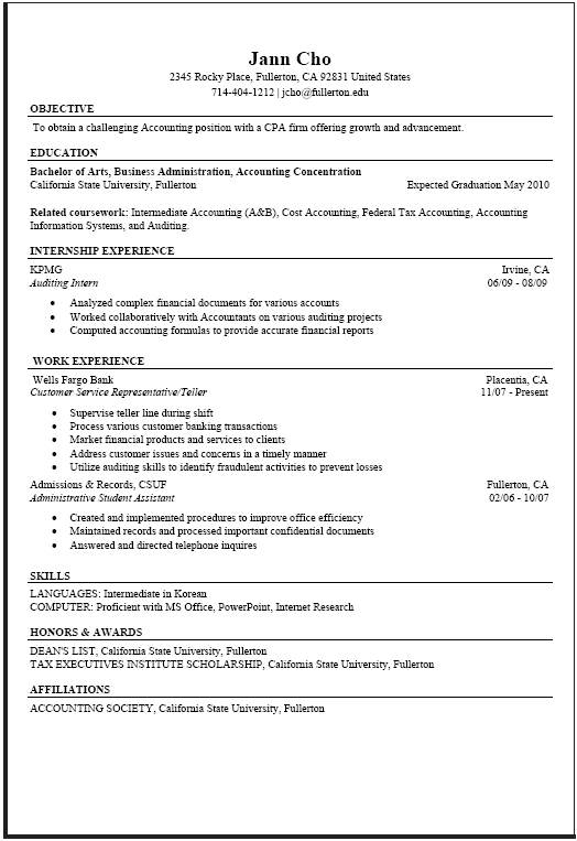 Resume Format Business 